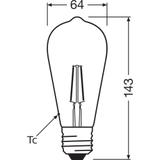 Lampa LED, klasyczny kształt bańki Edison 4W 827 230V szkło przezroczyste E27