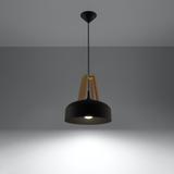 Sollux Lampa wisząca CASCO czarna/naturalne drewno SL.0390
