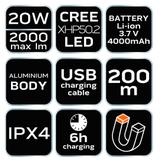 Latarka czołowa akumulatorowa USB 1000 lm czerwony/niebieski CREE LED + LED NEO TOOLS GTX 99-028 GTX Poland