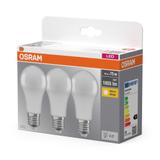 Żarówka LED x3 A60 E27 10W = 75W 1055lm 2700K Ciepła 150° BASE Osram