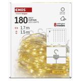 Lampki świąteczne 180 LED nano kurtyna 1,7x1,5m ciepła biel 8 programów IP44 D3EW02 EMOS
