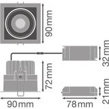 Oprawa SPOT SQUARE DARKLIGHT ADJUST 8W 3000K FL BK