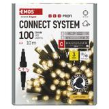 Lampki świąteczne łączone Profi łańcuch 100 LED 10m ciepła biel czarny przewód IP44 timer D2AW03 EMOS
