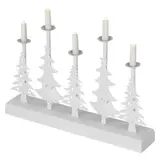 Lampki świąteczne świecznik biały 5 LED 24 cm 2x AA ciepła biel IP20 timer DCAW14 EMOS