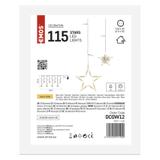 Dekoracje sople gwiazdki kurtyna 115 LED 185x105 cm ciepła biel, IP44 DCGW12 EMOS
