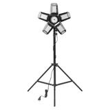RIGEL LED zestaw: lampa warsztatowa składana 5-skrzydłowa 55W + statyw + adapter AD-NL-6516 ORNO