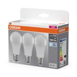 Żarówka LED x3 A60 E27 10W = 75W 1055lm 4000K Neutralna 150° BASE Osram