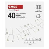 Lampki świąteczne girlanda 40 LED perły 1,2 m 3xAA ciepła biel IP20 timer DCGW15 EMOS
