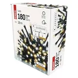 Lampki choinkowe Classic 180 LED 18m ciepła + zimna biel zielony przewód IP44 timer D4AN06 EMOS