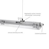 Limea LED TUBE 2x150 IP65, korpus ABS, klosz PC, zasilanie jednostronne