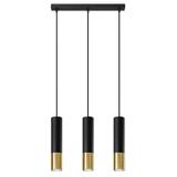 Sollux Lampa wisząca LOOPEZ 3L czarny/złoty SL.0954