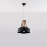 Sollux Lampa wisząca CASCO czarna/naturalne drewno SL.0390