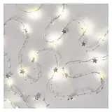 Lampki choinkowe gwiazdki 20 LED 2x AA, ciepła biel, srebrny przewód, IP20, timer DCGW07 EMOS