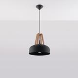 Sollux Lampa wisząca CASCO czarna/naturalne drewno SL.0390