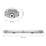 Limea LED TUBE 2x60 IP65, korpus ABS, klosz PC, zasilanie jednostronne