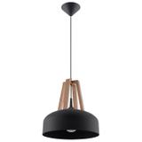 Sollux Lampa wisząca CASCO czarna/naturalne drewno SL.0390