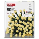 Lampki choinkowe 80 LED cherry 8m ciepła biel zielony przewód IP44 8 programów timer D5AW22 EMOS