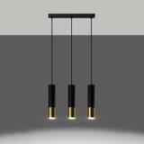 Sollux Lampa wisząca LOOPEZ 3L czarny/złoty SL.0954