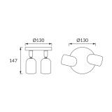 Oprawa ścienno-sufitowa BOGNA GU10 2C BLACK 03985 IDEUS