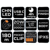 Latarka akumulatorowa USB C 2000 lm CHN LED NEO GTX 99-067 GTX Poland