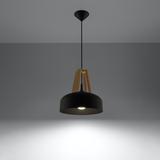 Sollux Lampa wisząca CASCO czarna/naturalne drewno SL.0390