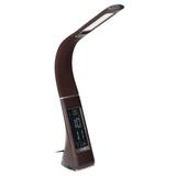 Lampka biurkowa DOLOMIT LED 4000K, 5W DIM z zegarem, imitacja skóry/chrom brązowa DL-12/BR ORNO