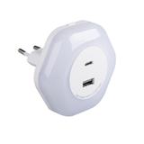 BOLA LED 2xUSB WW W Lampka wtykowa z gniazdem BOLA LED 2XUSB A/C WW W barwa ciepłobiała 3000K kolor 37397 KANLUX