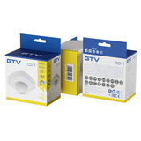 GTV CZUJNIK RUCHU I OBECNOŚCI CO-1, max. 2000W, AC 220-240V, 50/60Hz, KĄT DZIAŁANIA 360*, ZASIĘG 20m ± 2,2 - 6m, IP20, WSPÓŁPRACUJE Z LED, NATYNKOWY, BIAŁY CR-CO1000-00 GTV Poland