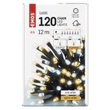 Lampki choinkowe Classic 120 LED 12m ciepła + zimna biel zielony przewód IP44 timer D4AN05 EMOS