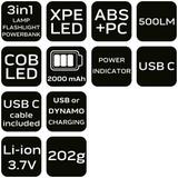 Lampa biwakowa akumulatorowa 500 lm powerbank + dynamo 3w1 SMD LED NEO TOOLS GTX 99-118 GTX Poland