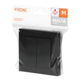 Łącznik podtynkowy świecznikowy z podświeleniem Malta, 10A, 250V, WP-2M/S, czarny mat FMS-101/P/B ORNO