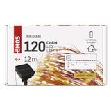 Lmpki świąteczne 120 LED nano łezki z panelem solarnym, miedź, 12 m, IP44, ciepła biel, timer D3ZW01 EMOS