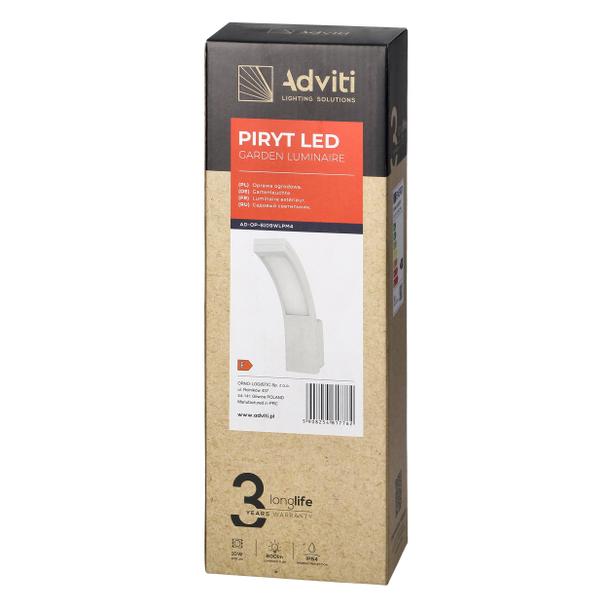 PIRYT LED 10W, oprawa ogrodowa 800lm, IP54, 4000K, biała AD-OP-6109WLPM4 ORNO