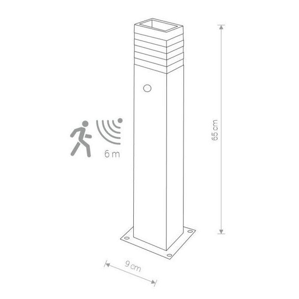 Nowodvorski lampa stojąca zewnętrzna z czujnikiem ruchu Rio I E27 czarna 65,5cm 9097