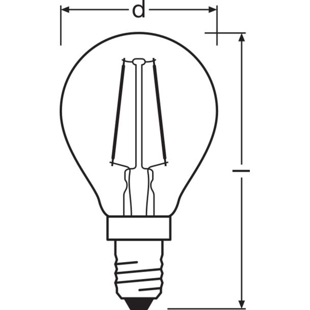Lampa LED Vintage 1906 CL P Filament szkło przezroczyste GOLD 22 non-dim 2,5W 824 E14