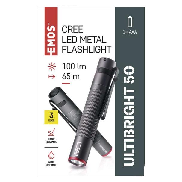 Latarka metalowa CREE LED Ultibright 50 100lm 1xAAA P3150 EMOS