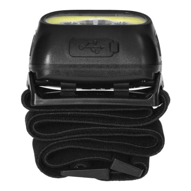 Latarka czołowa COB+LED, ładowanie USB, czujnik ruchu, czarna LT-13/B ORNO