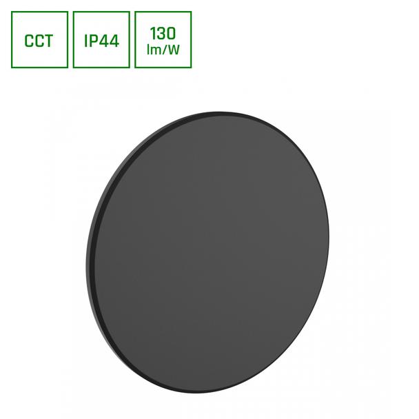 Kinkiet oprawa ścienna PIATTA 18W CCT 230V IP44 250x47MM CZARNY OKRĄGŁA ELEWACYJNA Spectrum LED