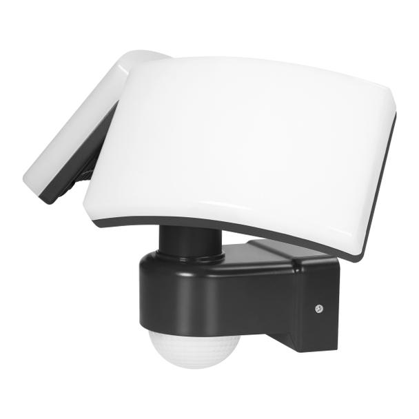 TOS DUO LED 2x20W podwójny naświetlacz ogrodowy z PIR 2x1600lm IP65 4000K neutralna biel PC czarny AD-NL-6603BLR4 ORNO