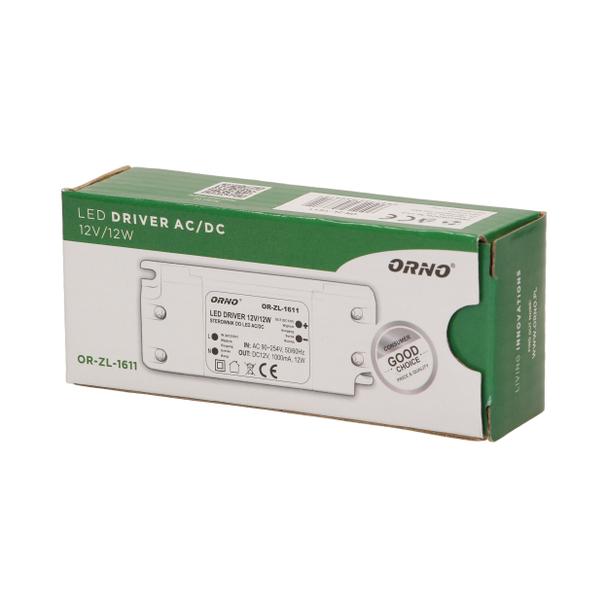 Zasilacz LED 12V DC 12W 1A IP20 OR-ZL-1611 ORNO