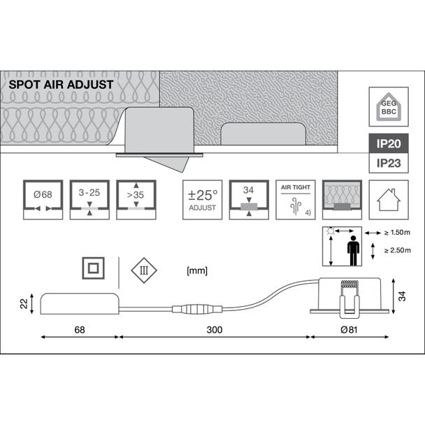 Oprawa SP AIR ADJ P 4W 927 DIM IP23 BK