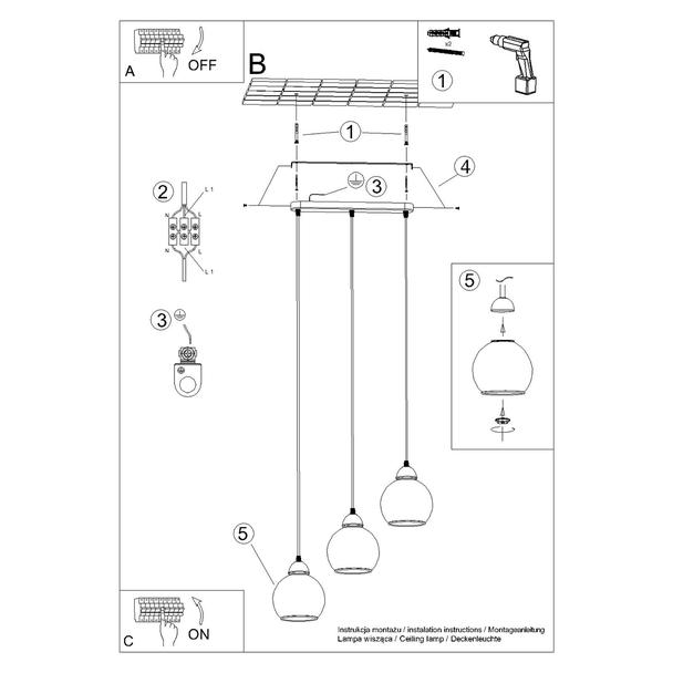 Sollux Lampa wisząca ALINO 3 czarna SL.1142