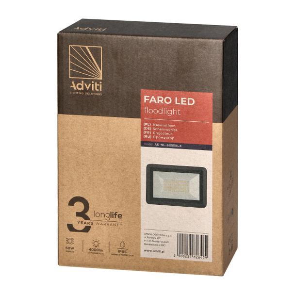 FARO LED 50W naświetlacz 4000lm, IP65, 4000K, aluminium + szkło AD-NL-6255BL4 ORNO