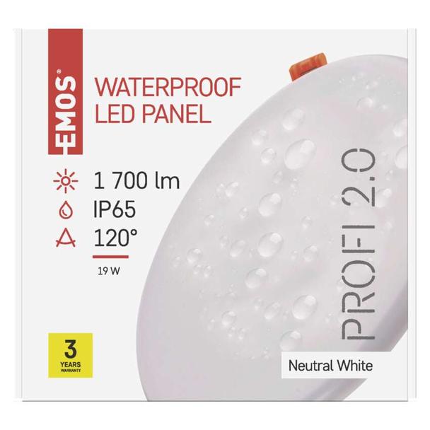 Panel LED wpuszczany okrągły 19W IP65 neutralna biel ZV1152 EMOS