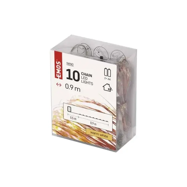 Lampki choinkowe łezki 10 LED 0,9m 2xAA ciepła biel IP20 timer D3AW06 EMOS