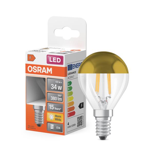 Lampa LED STAR CL P Filament szkło przezroczyste Mirror Gold 37 non-dim 4W 827 E14