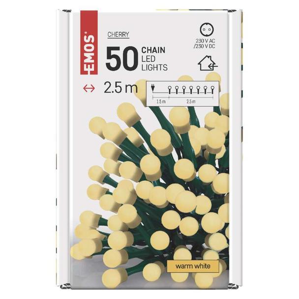Lampki choinkowe kulki 50 LED 2,5m ciepła biel IP20 D5GW01 EMOS