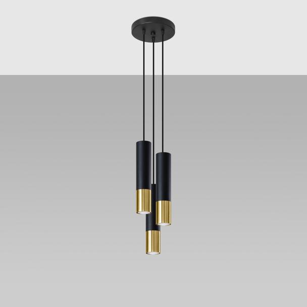 Sollux Lampa wisząca LOOPEZ 3P czarny/złoty SL.0955