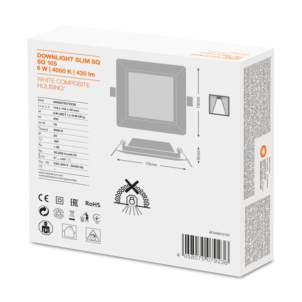 Oprawa DOWNLIGHT SLIM SQUARE 105 6W 4000K WT IP20