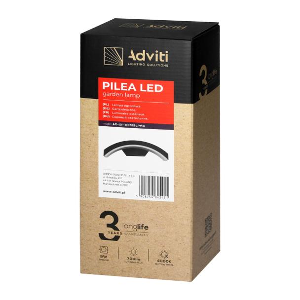 PILEA LED 9W, lampa ogrodowa, 700lm, IP54, 4000K, czarna AD-OP-6572BLPM4 ORNO